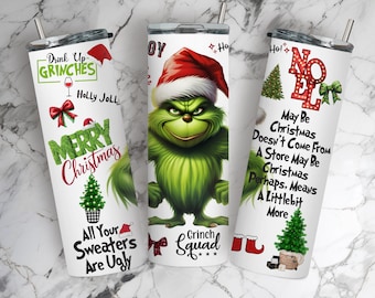 Christmas Grinch Tumbler Wrap, Merry Christmas Green 20oz Tumbler Design, Cartoon Funny Christmas Design Tumbler PNG, Grinch Digital PNG