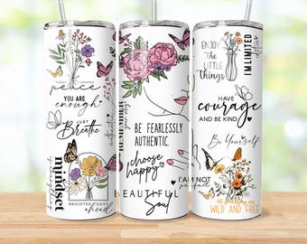 Inspirational Quotes Tumbler Wrap: Daily Affirmation Design (PNG Digital Download)