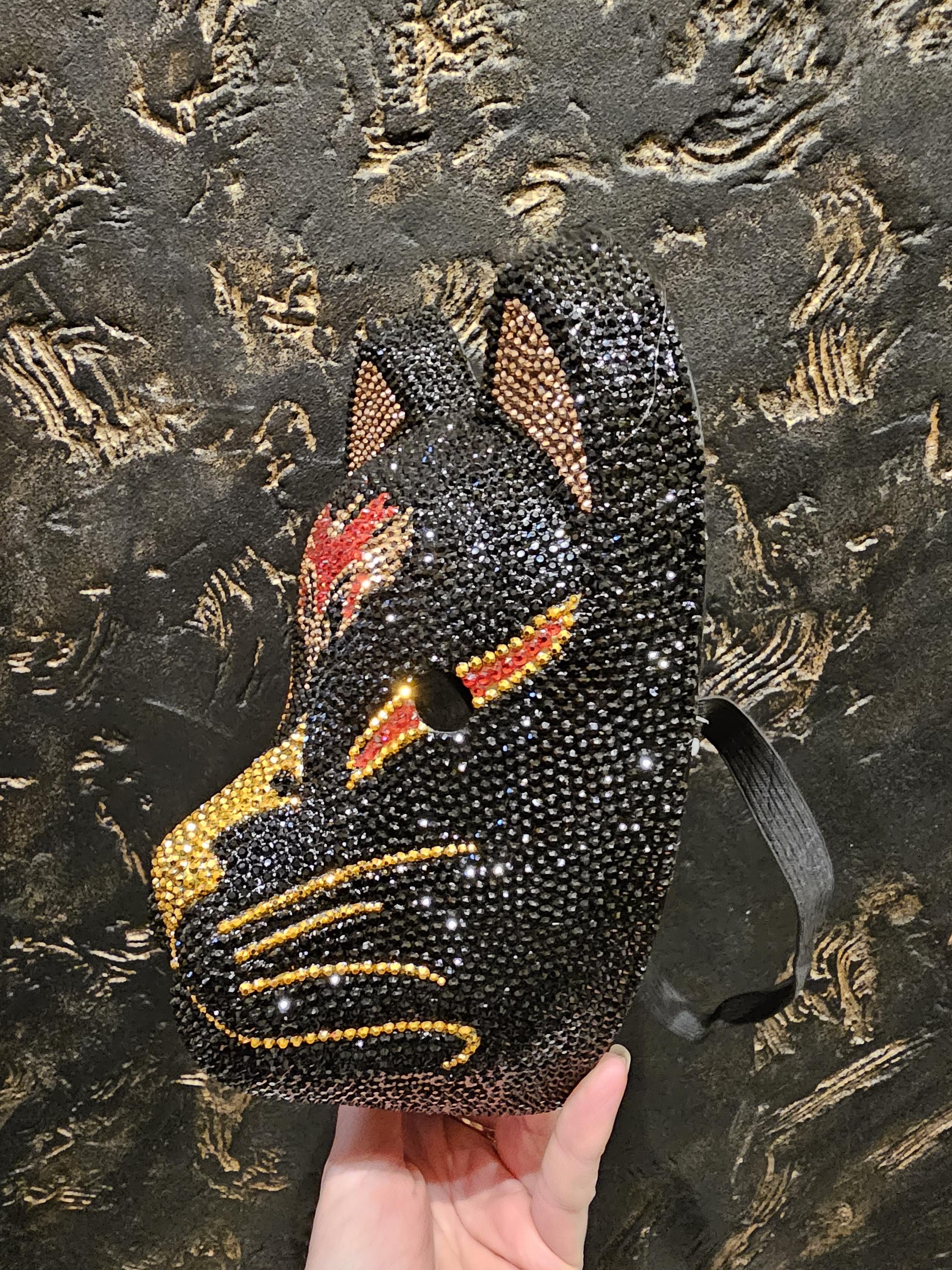 CAT Carnival Mask Black Crystal Masquerade Disguise Mardi Mask Carnival ...