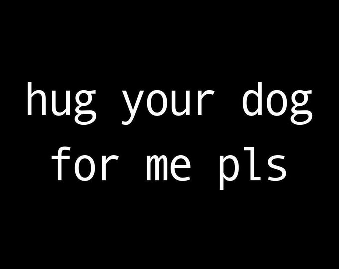 Funny Vinyl Decal "Hug Your Dog for Me Pls" | Multiple Colors And Sizes | Funny Car Sticker | Dog Lover Gift | High Quality Vinyl Sticker