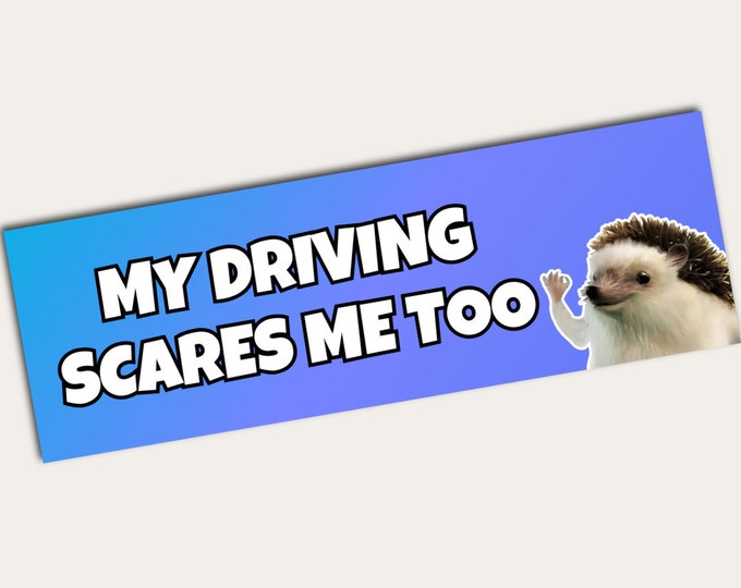 Funny Bumper Sticker | My Driving Scares Me Too Funny Sticker | High-Quality Vinyl Sticker | Multiple Sizes and Colors | Funny Car Sticker