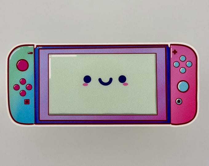 Kawaii Gaming Console Vinyl Sticker | Cute Portable Console Sticker | Fun Gamer Art | Bumper Stickers | Waterproof Stickers | Gamer Gift