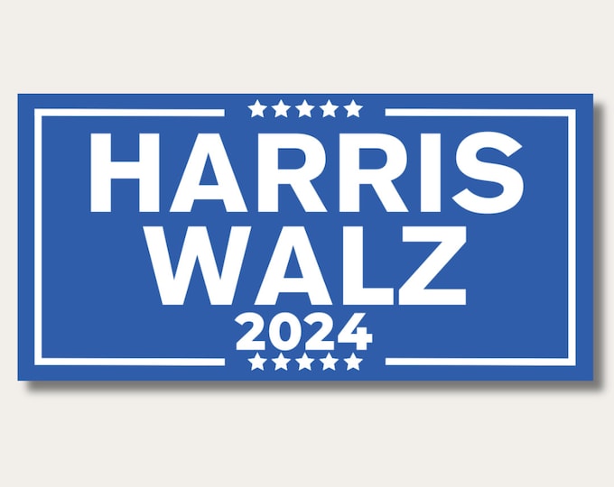 Harris Walz 2024 Bumper Sticker | Kamala Harris Bumper Stickers | Vinyl Sticker | Harris Walz 2024 Sticker | Tim Walz 2024 | Harris Walz
