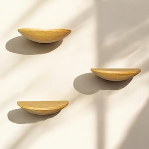 Handcrafted Pine Wood Half Round Shelf: Mid-Century Modern Floating Shelf