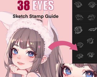 Sellos de pinceles de ojos Procreate, conjunto de pinceles de ojos anime para iPad Procreate