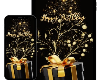 Birthday E-card Electronic Birthday Card Digital Birthday Card Downloadable Card Happy Birthday Card Paperless Card SMS Text Card