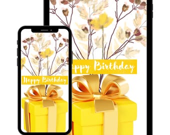Birthday E-card Electronic Birthday Card Digital Birthday Card Downloadable Card Happy Birthday Card Paperless Card SMS Text Card