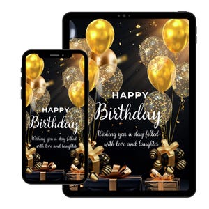 Birthday E-card Electronic Birthday Card Digital Birthday Card Downloadable Card Happy Birthday Card Paperless Card SMS Text Card