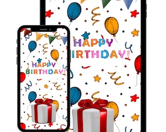 Birthday E-card Electronic Birthday Card Digital Birthday Card Downloadable Card Happy Birthday Card Paperless Card SMS Text Card