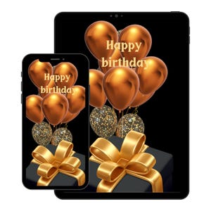 Birthday E-card Electronic Birthday Card Digital Birthday Card Downloadable Card Happy Birthday Card Paperless Card SMS Text Card