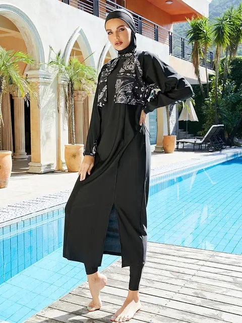 traje de baño de las mujeres musulmanas traje de baño de manga corta ropa  de playa islámica 2xl Sunnimix Bañador de mujer musulmana