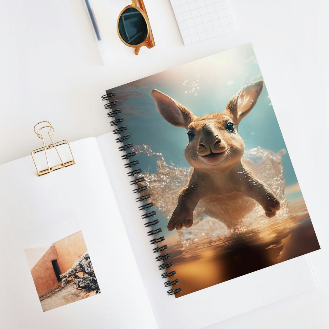Baby Kangaroo Spiral Notebook and Journal Ruled Line Etsy