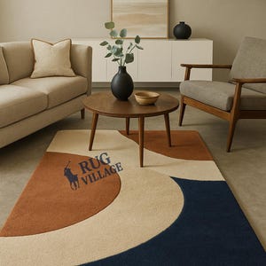 Modern Abstract Hand-Tufted Rug – Soft Wool Area Carpet for Living Room & Bedroom Decor