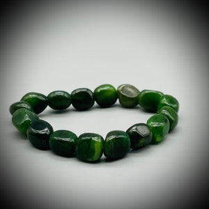 Jade Crystal Nugget Bracelet, Jade Crystal Stretch Bracelet, Green Jade Elastic Bracelet, Jade Crystal Bracelet