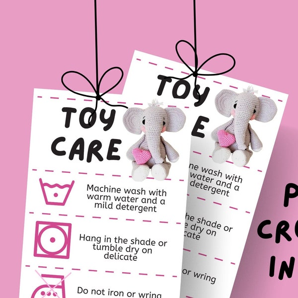 Labels for Amigurumi, Printable Crochet Care Card, Yarn Washing Instructions, Handmade Market Prep, Stuffed Animal Gift Tags, Knit Care Card