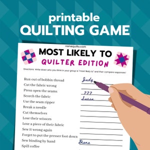 Quilt Retreat Game, Games for Quilters, Quilt Guild Activity, quilt party game, Easy Fun Sewing Game, Digital Download, Most Likely To Quilt