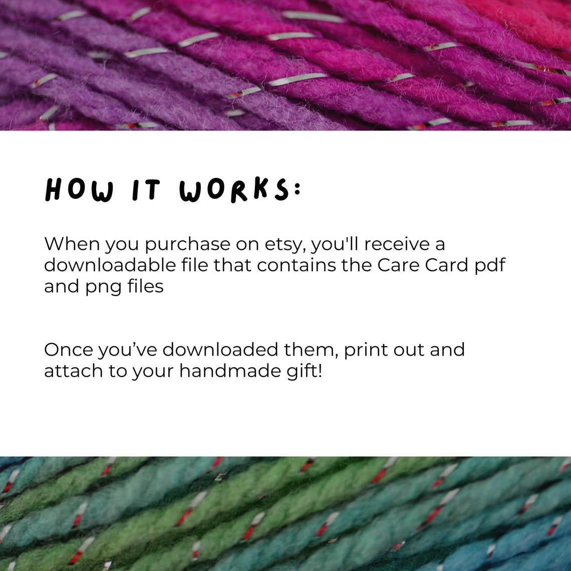 Crochet Care Card, Printable Care Label, Yarn Washing Instructions ...