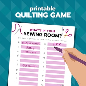Printable Sewing Game, What&#39;s in Your Sewing Room, Quilting Printable, Gift for Quilters, Quilt Retreat Activity, quilt guild party game