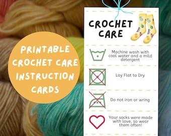 Crochet Care Card: Printable Yarn Washing Instructions (Digital Download)