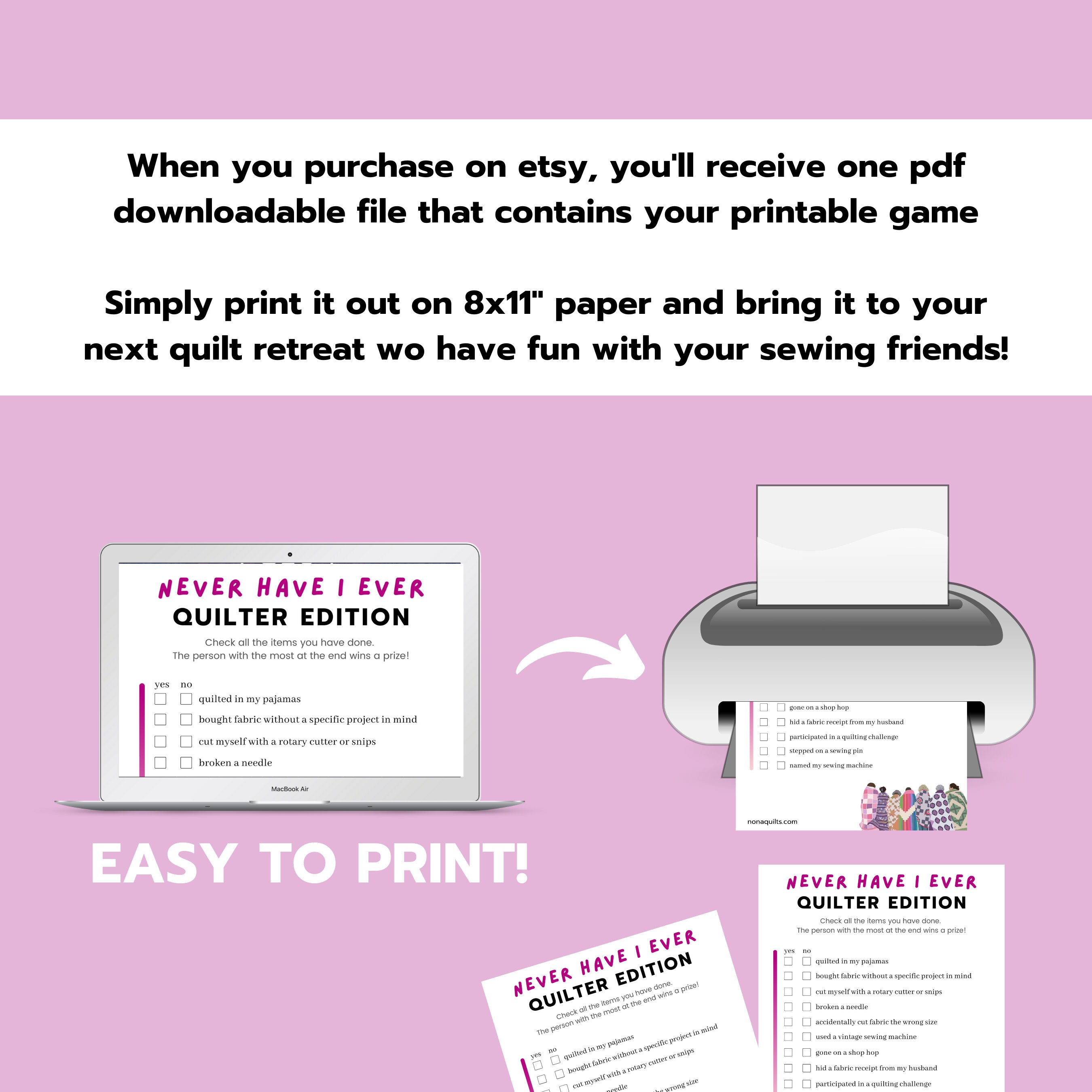 Quilt Retreat Game, Games for Quilters, Quilt Guild Activity, Quilt