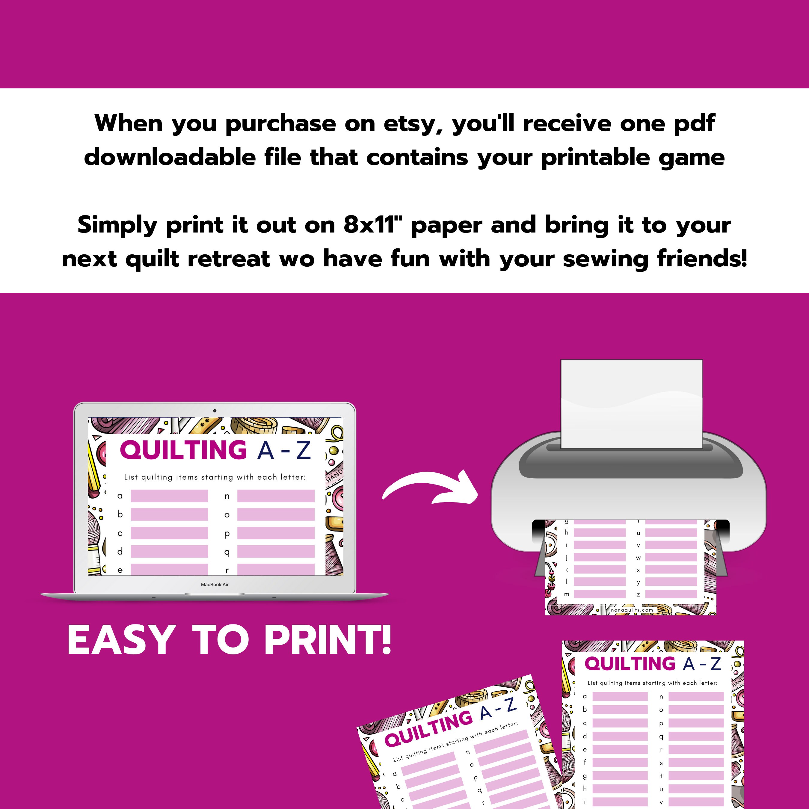 Printable Game for Quilters, Quilt Retreat Activity, Quilt Guild Party ...