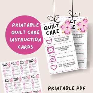 Handgemaakte onderhoudskaart, afdrukbare onderhoudskaarten, quilttag, quiltretraitecadeaus, cadeau voor quilter, naaiverzorgingsinzet, quiltgilde-activiteit