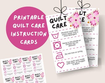 Printable Quilt Care Cards: Handmade Quilt Instructions (PDF)