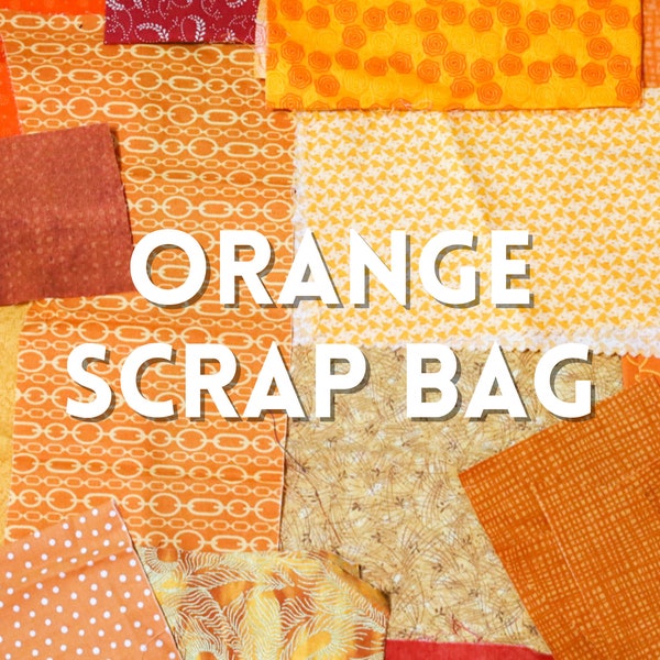 Orange Scrap Fabric Bundle for Quilting - Bright Cotton Scrap Fabric, Retro Quilt Pieces, Slow Stitching, Junk Journal , Duckworth