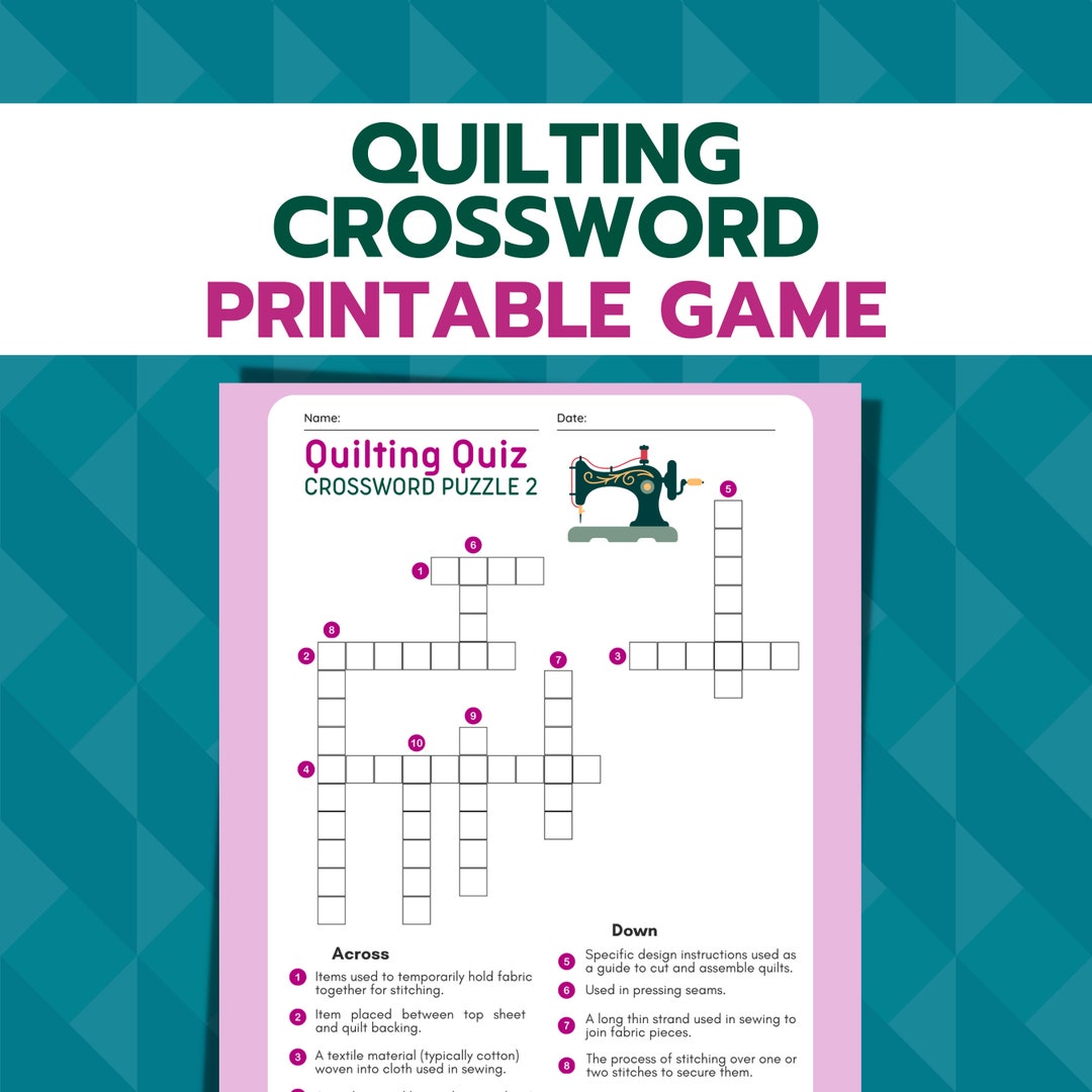 Quilting Crossword Printable Game Easy Sewing Game Quilting Puzzle Quilting Crossword Printable Game Easy Sewing Game Quilting Puzzle