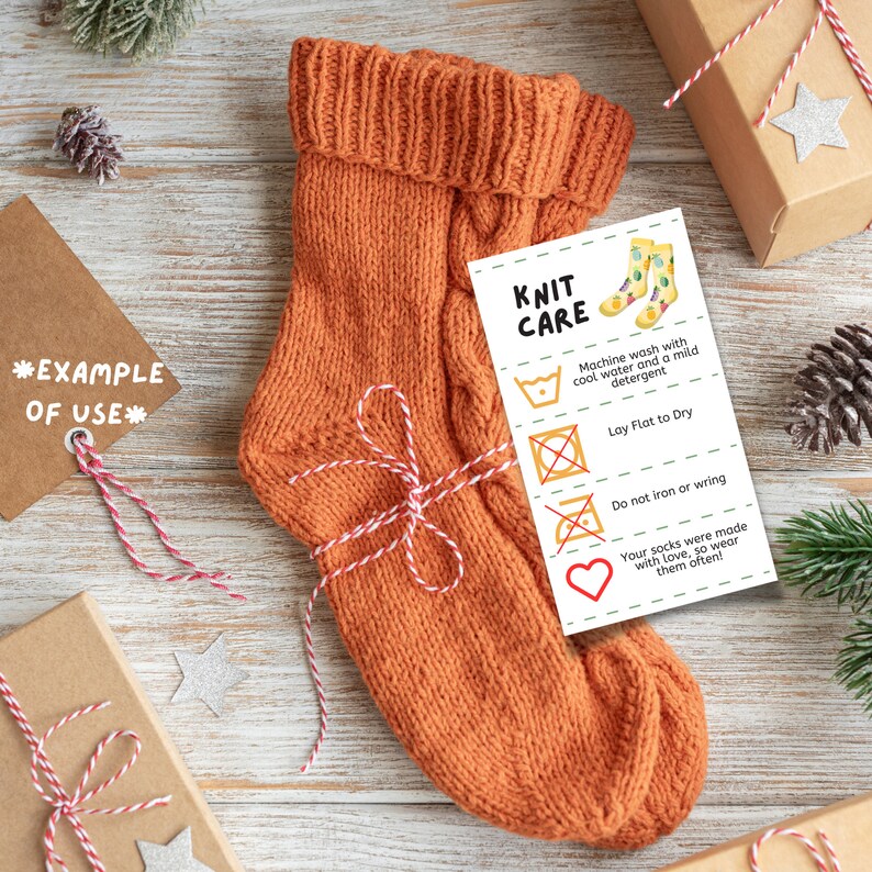 Knit Care Card, Printable Care Instructions, Handmade Gift Tags