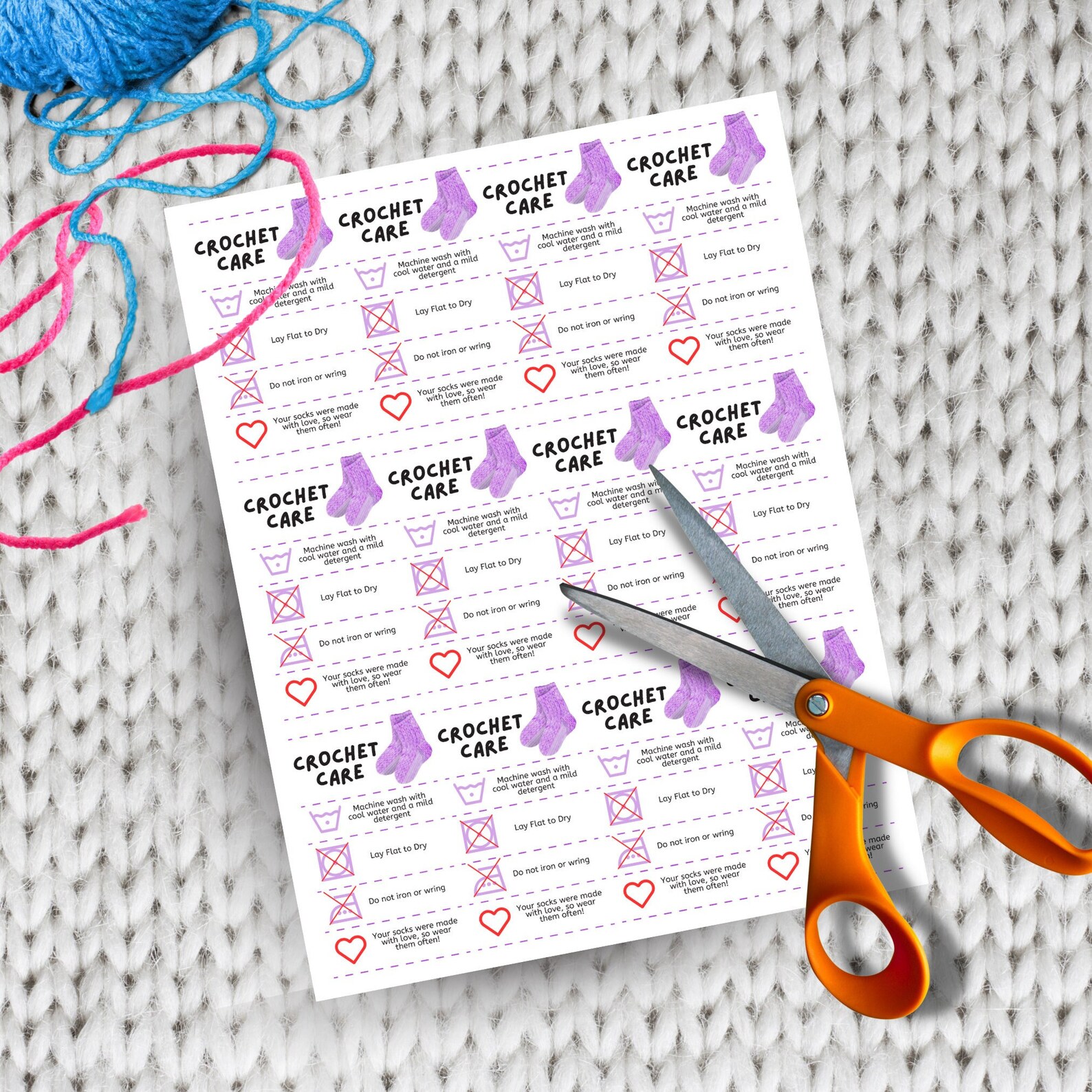 Crochet Care Card, Printable Care Instructions, Yarn Washing ...