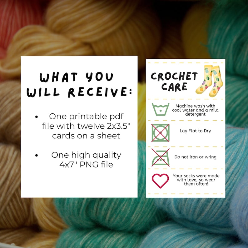 Crochet Care Card, Printable Care Instructions, Yarn Washing ...