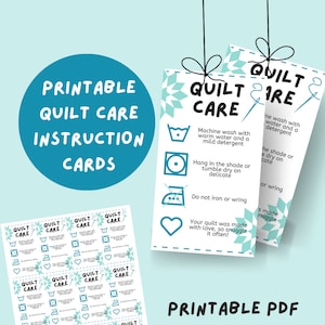 Afdrukbare onderhoudskaarten, onderhoudsinstructies quilt, bewerkbare handgemaakte onderhoudskaart, wasinstructies, quiltcadeaulabel, quiltgilde-activiteit,