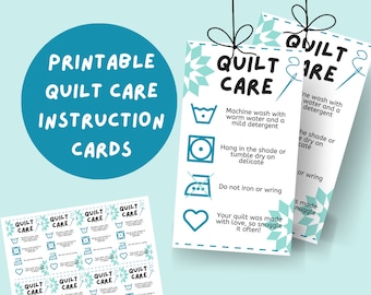 Printable Quilt Care Instruction Cards: Handmade Quilt Gift Tag (PDF)