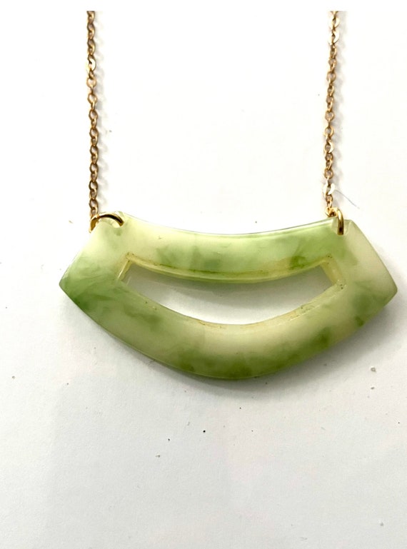 vintage faux jade collar necklace, asian necklace,