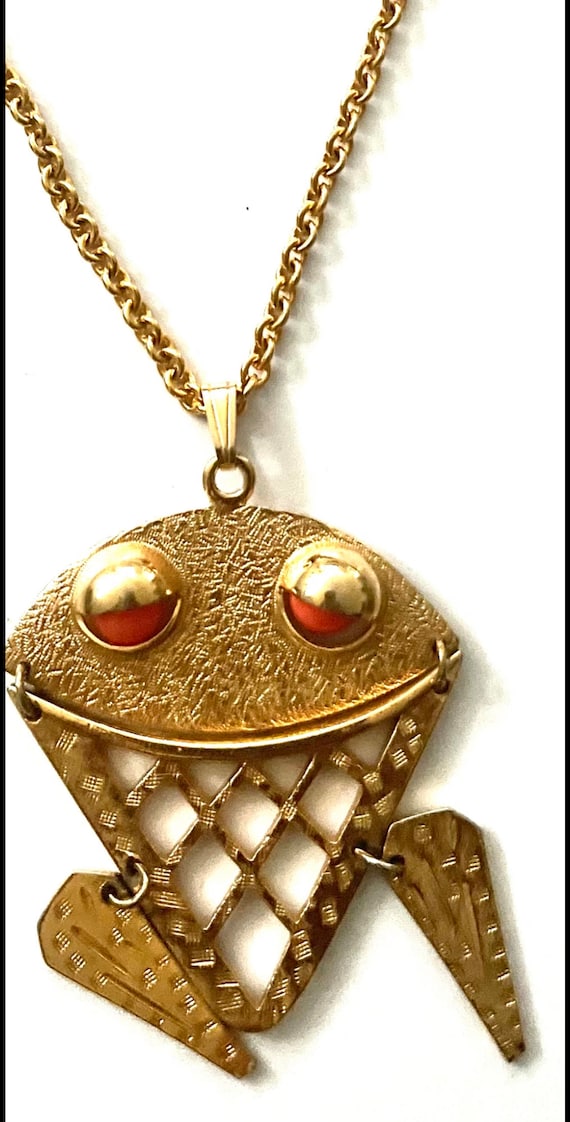 vintage frog necklace Sarah coventry necklace, gol