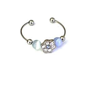 Adjustable Flower Ring Rhinestone Ring Gemstone Ring Size 7