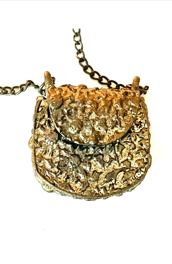 vintage jewelry purse pendant necklace textured pu