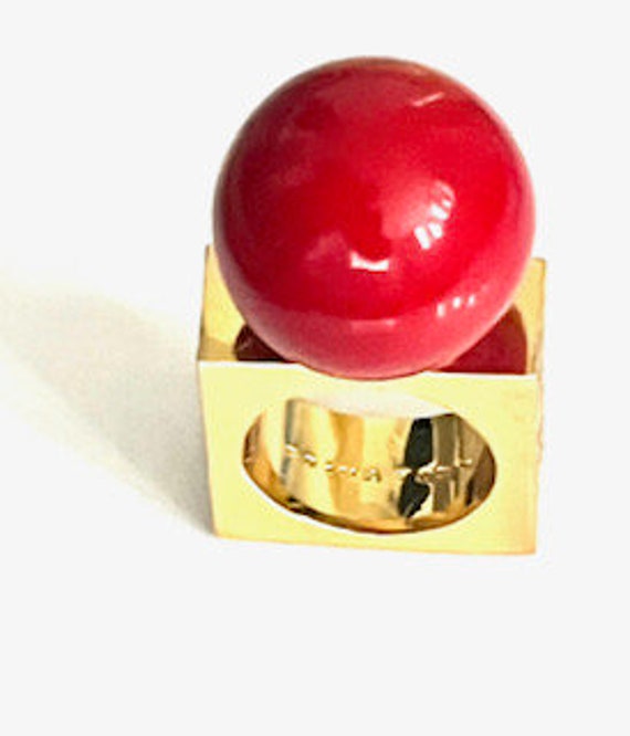vintage trina turk ring, art deco ring, gold plate