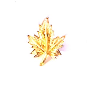 Vintage Gold Toned Leaf Gold Tone Textured Leaf Brooch Small Pin
