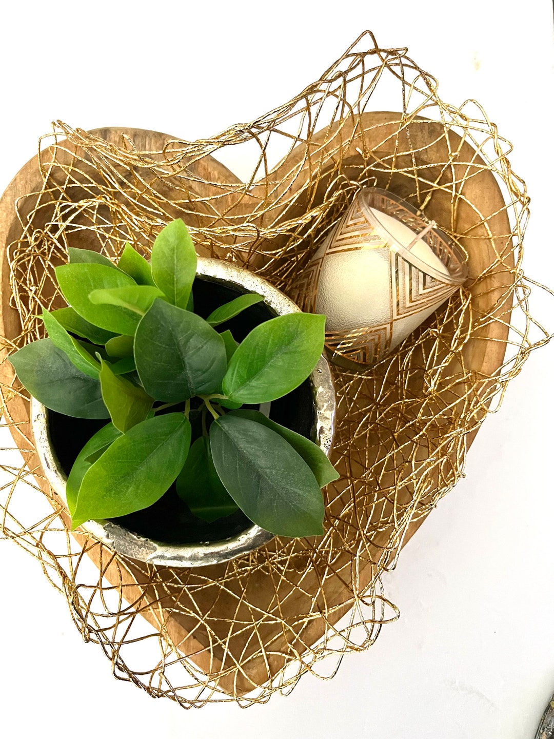 Vintage Etsy Gift Basket for Holidays Heart Wood Basket Etsy