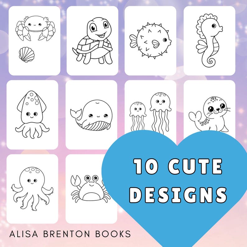 Cute Sea Coloring Pages | Kawaii Coloring | Adorable Ocean Animals | 10 ...