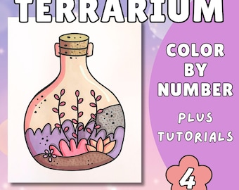 Terrarium Color by Number: Pastell Alkohol Marker Designs (PDF Download)