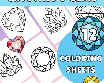 Crystals and Gems Coloring Pages: 12 Easy Geometric Designs (PDF Download)