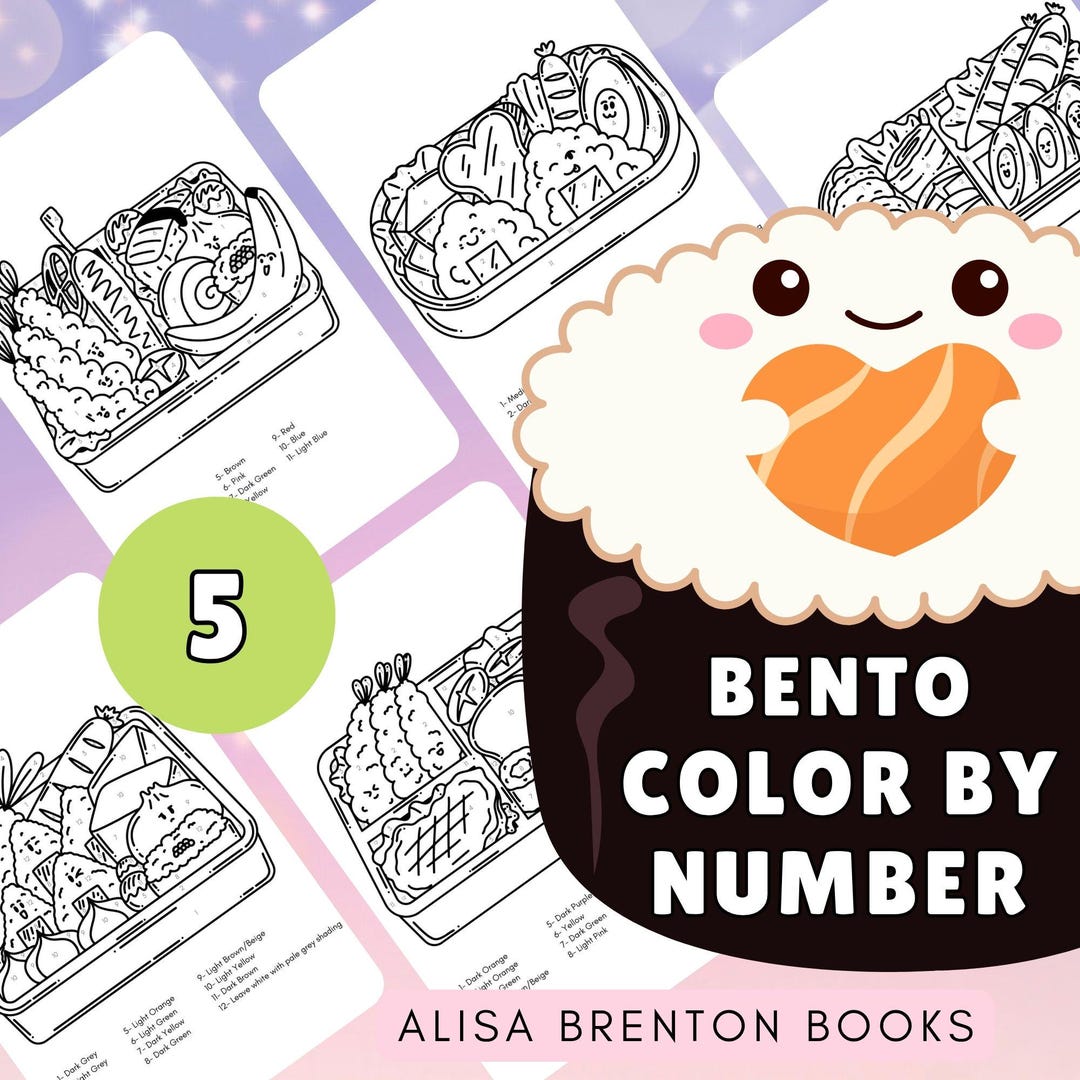 Bento Box Color by Number Pages: Japanese Food Art (PDF Download) - Etsy