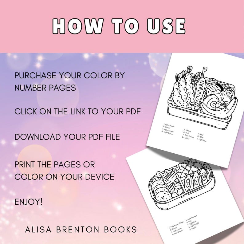 Bento Box Color by Number Pages: Japanese Food Art (PDF Download) - Etsy