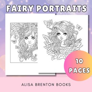Fairy Portraits Coloring Pages | Fairy Coloring | 10 Fairy Designs | Coloring Sheets | Instant Download