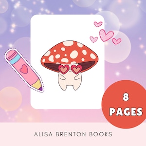 Kawaii Mushroom Coloring Pages | 8 Cute Mushroom Coloring Sheets | Bold and Easy Coloring | Instant Download