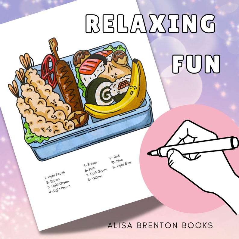 Bento Box Color by Number Pages: Japanese Food Art (PDF Download) - Etsy