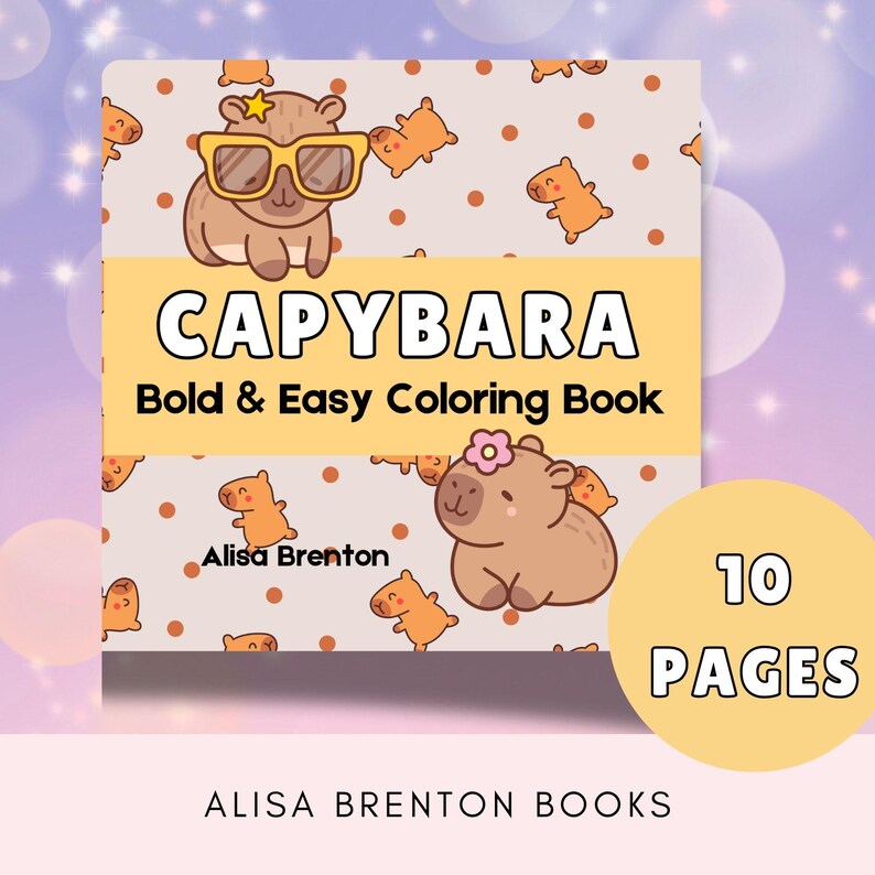 Capybara | Bold and Easy Coloring | 10 Cute Coloring Pages | Instant ...